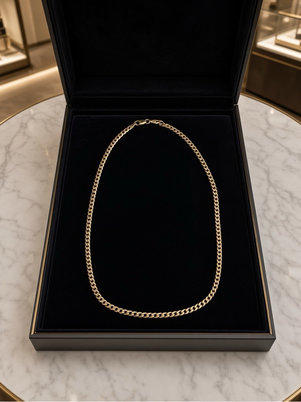 14K Gold Vermeil Flat Curb Chain Necklace